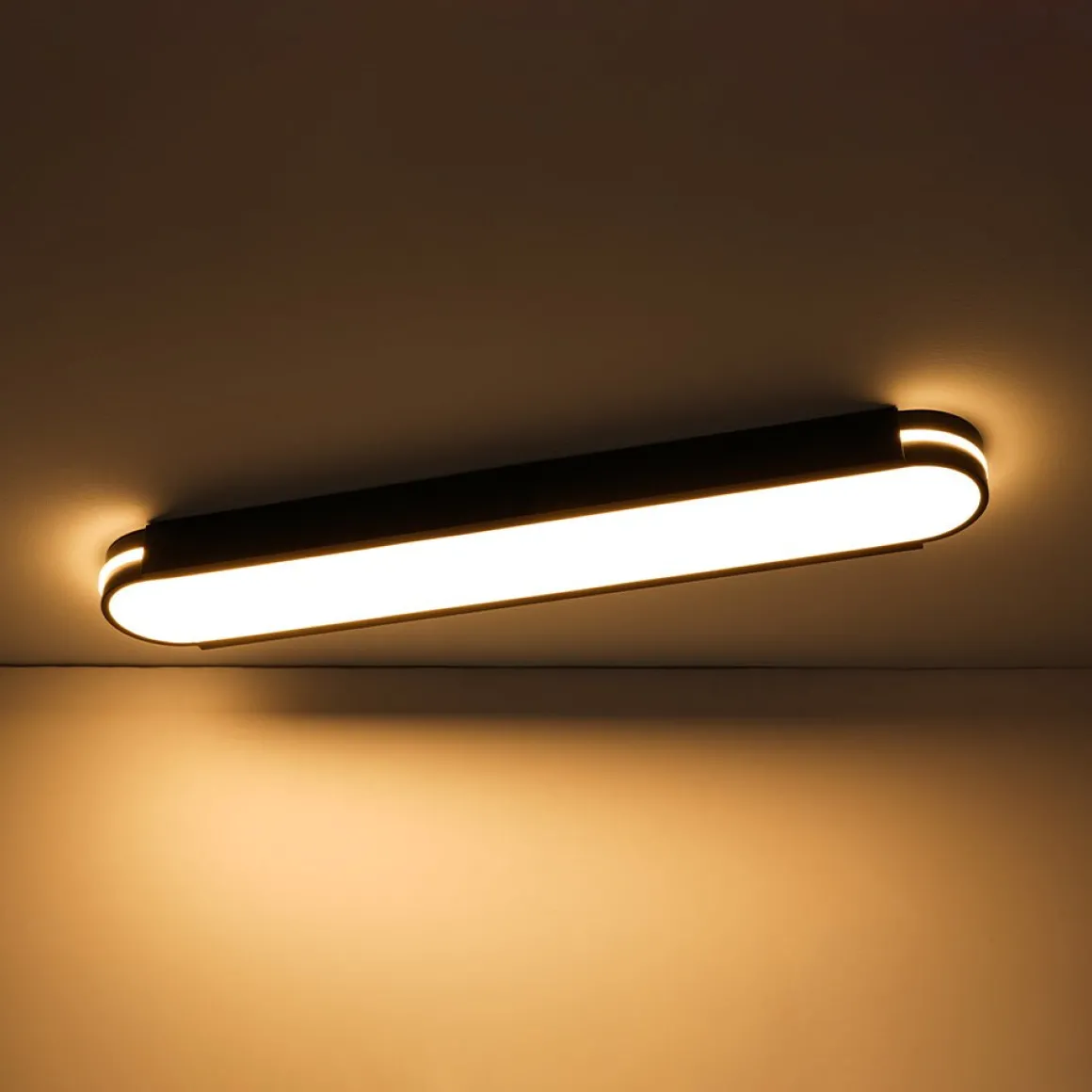 Black Minimalist Oval Dimmable LED Flush Mount Light