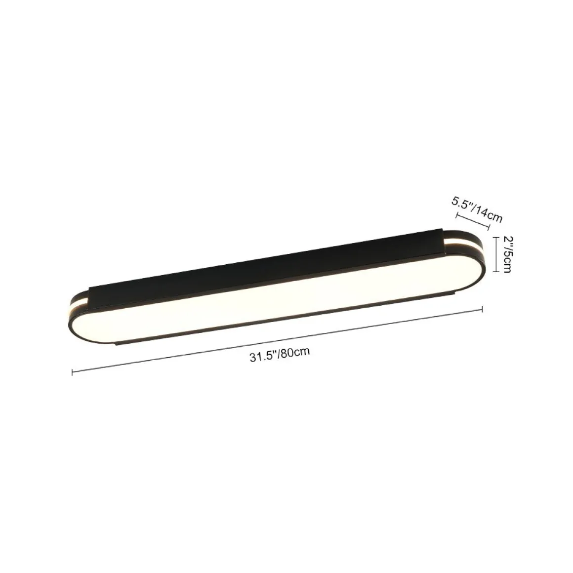 Black Minimalist Oval Dimmable LED Flush Mount Light