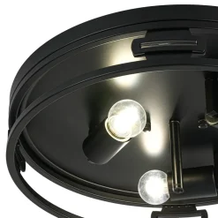 Black Round Frosted Crackled Glass Flush Mount Light