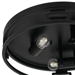 Black Round Frosted Crackled Glass Flush Mount Light