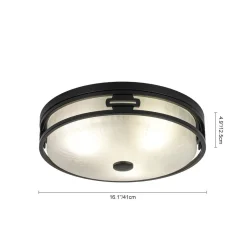 Black Round Frosted Crackled Glass Flush Mount Light