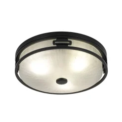 Black Round Frosted Crackled Glass Flush Mount Light