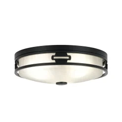 Black Round Frosted Crackled Glass Flush Mount Light