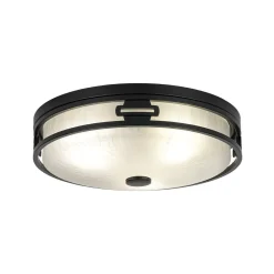 Black Round Frosted Crackled Glass Flush Mount Light
