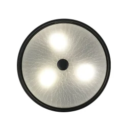 Black Round Frosted Crackled Glass Flush Mount Light