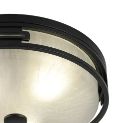 Black Round Frosted Crackled Glass Flush Mount Light