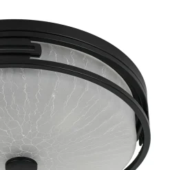 Black Round Frosted Crackled Glass Flush Mount Light