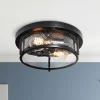 Black Seeded Glass Flush Mount