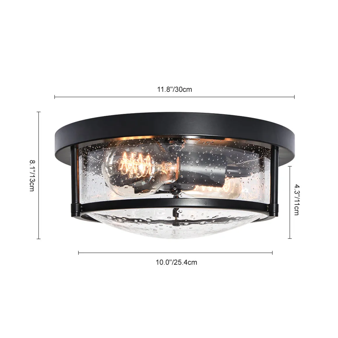 Black Seeded Glass Flush Mount