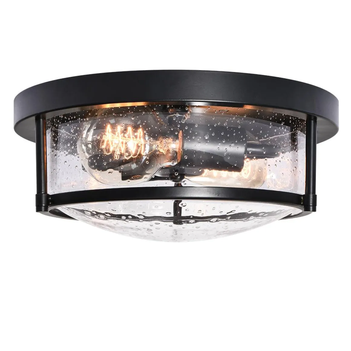 Black Seeded Glass Flush Mount