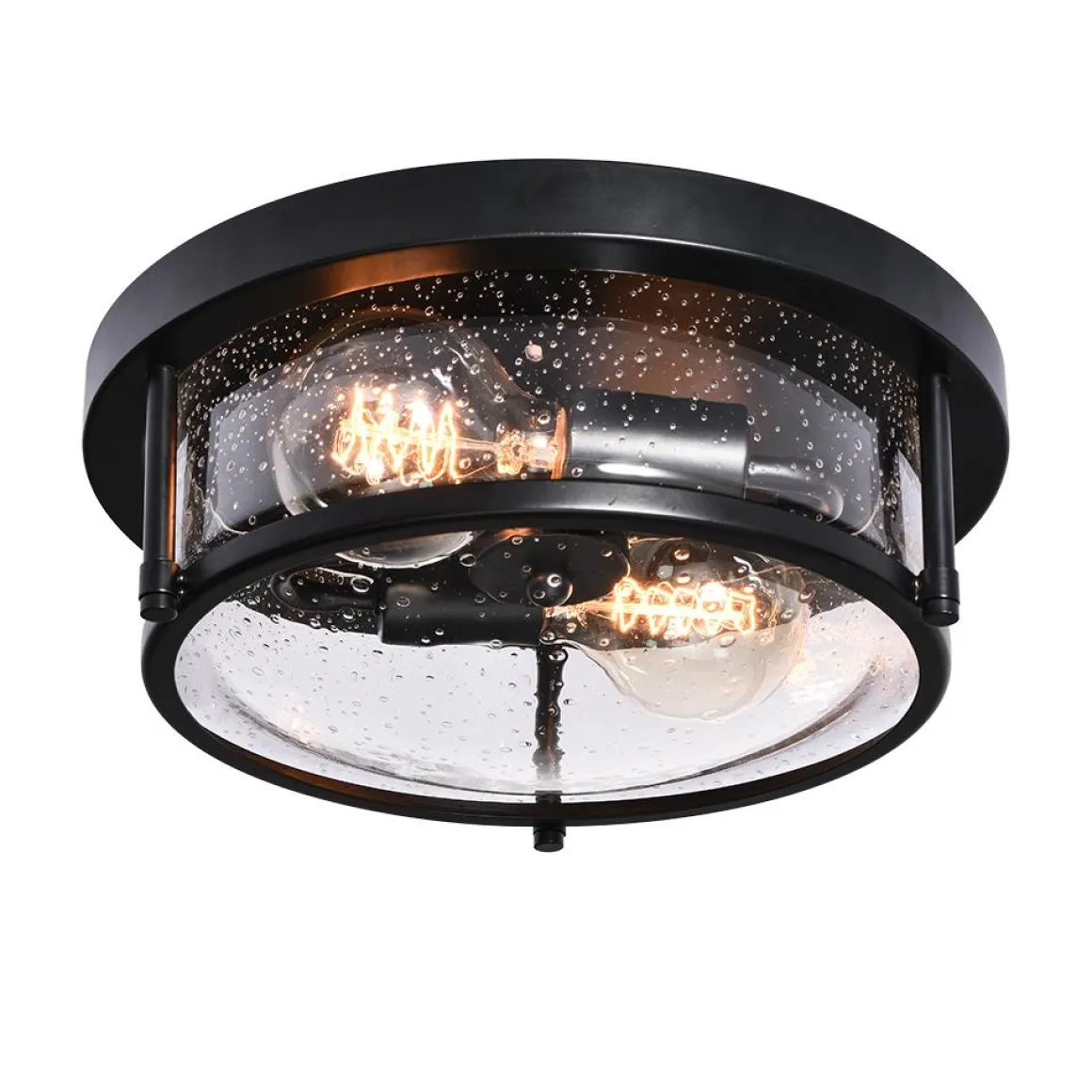Black Seeded Glass Flush Mount
