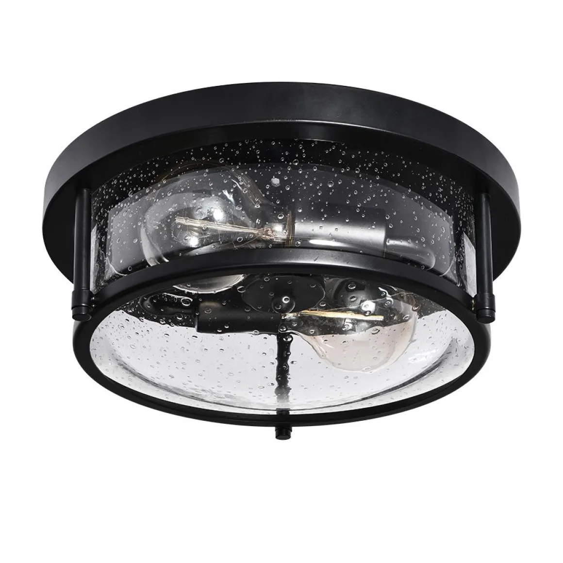 Black Seeded Glass Flush Mount