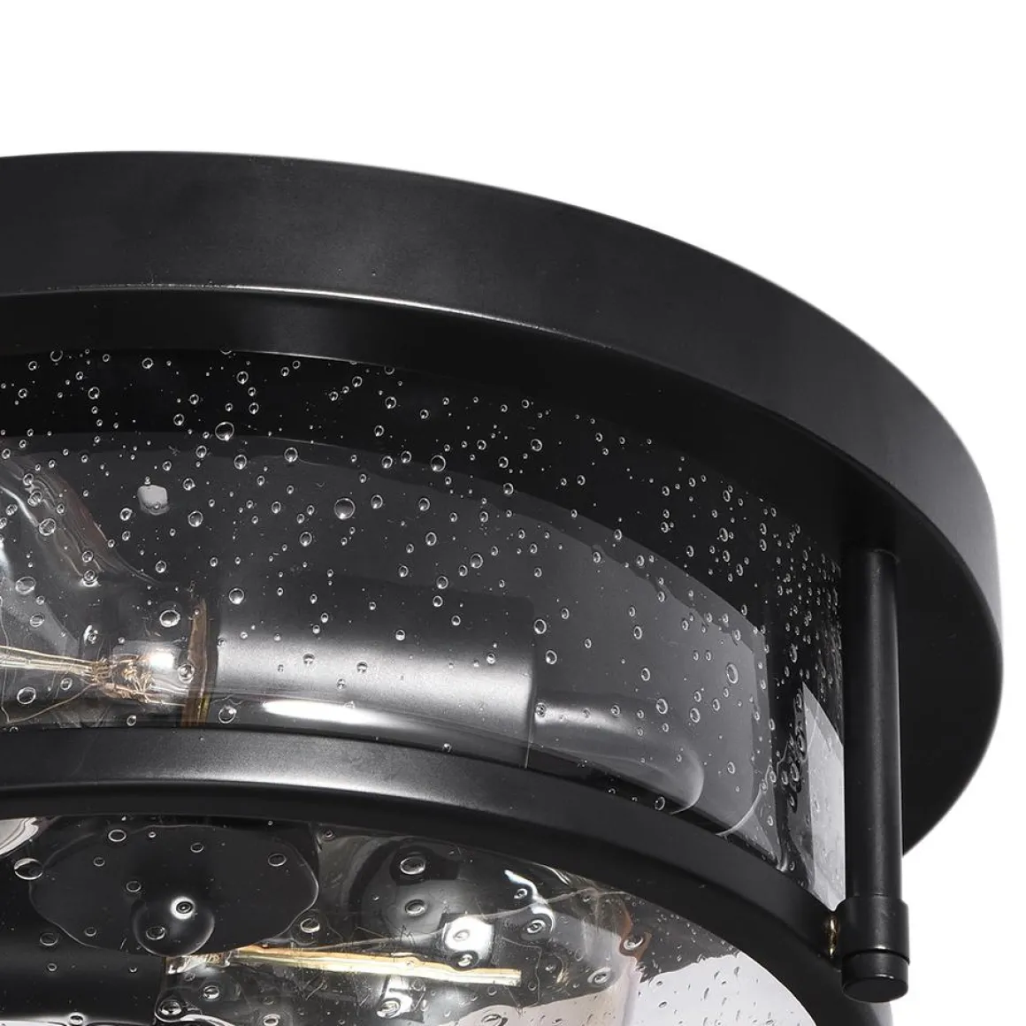 Black Seeded Glass Flush Mount