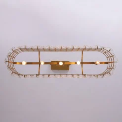 Bloom Art Deco Floral Glass Linear Cage Island Chandelier