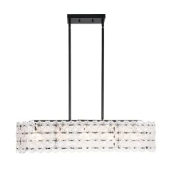 Bloom Art Deco Floral Glass Linear Cage Island Chandelier