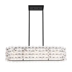 Bloom Art Deco Floral Glass Linear Cage Island Chandelier