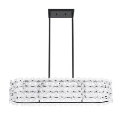 Bloom Art Deco Floral Glass Linear Cage Island Chandelier