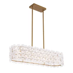 Bloom Art Deco Floral Glass Linear Cage Island Chandelier