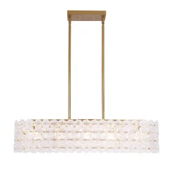 Bloom Art Deco Floral Glass Linear Cage Island Chandelier
