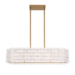Bloom Art Deco Floral Glass Linear Cage Island Chandelier