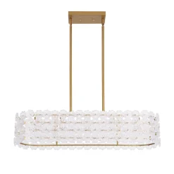 Bloom Art Deco Floral Glass Linear Cage Island Chandelier