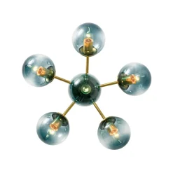 Bloom Brass Blue Glass Bubble Semi Flush Chandelier