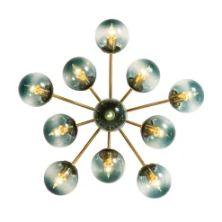 Bloom Brass Blue Glass Bubble Semi Flush Chandelier