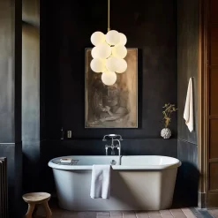 Bloom Brass Cluster Opal Glass Globe Bubble Chandelier