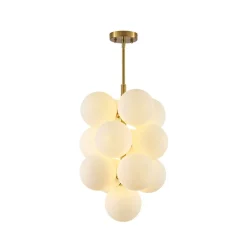 Bloom Brass Cluster Opal Glass Globe Bubble Chandelier