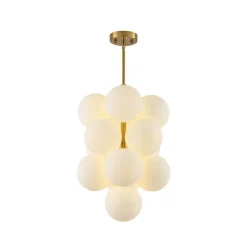 Bloom Brass Cluster Opal Glass Globe Bubble Chandelier