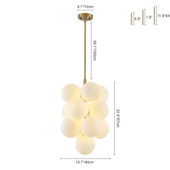 Bloom Brass Cluster Opal Glass Globe Bubble Chandelier