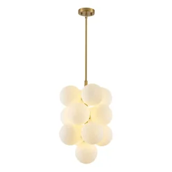 Bloom Brass Cluster Opal Glass Globe Bubble Chandelier