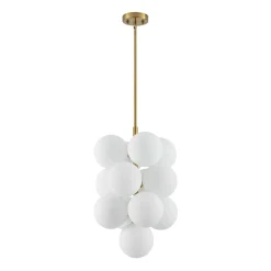Bloom Brass Cluster Opal Glass Globe Bubble Chandelier