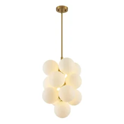 Bloom Brass Cluster Opal Glass Globe Bubble Chandelier