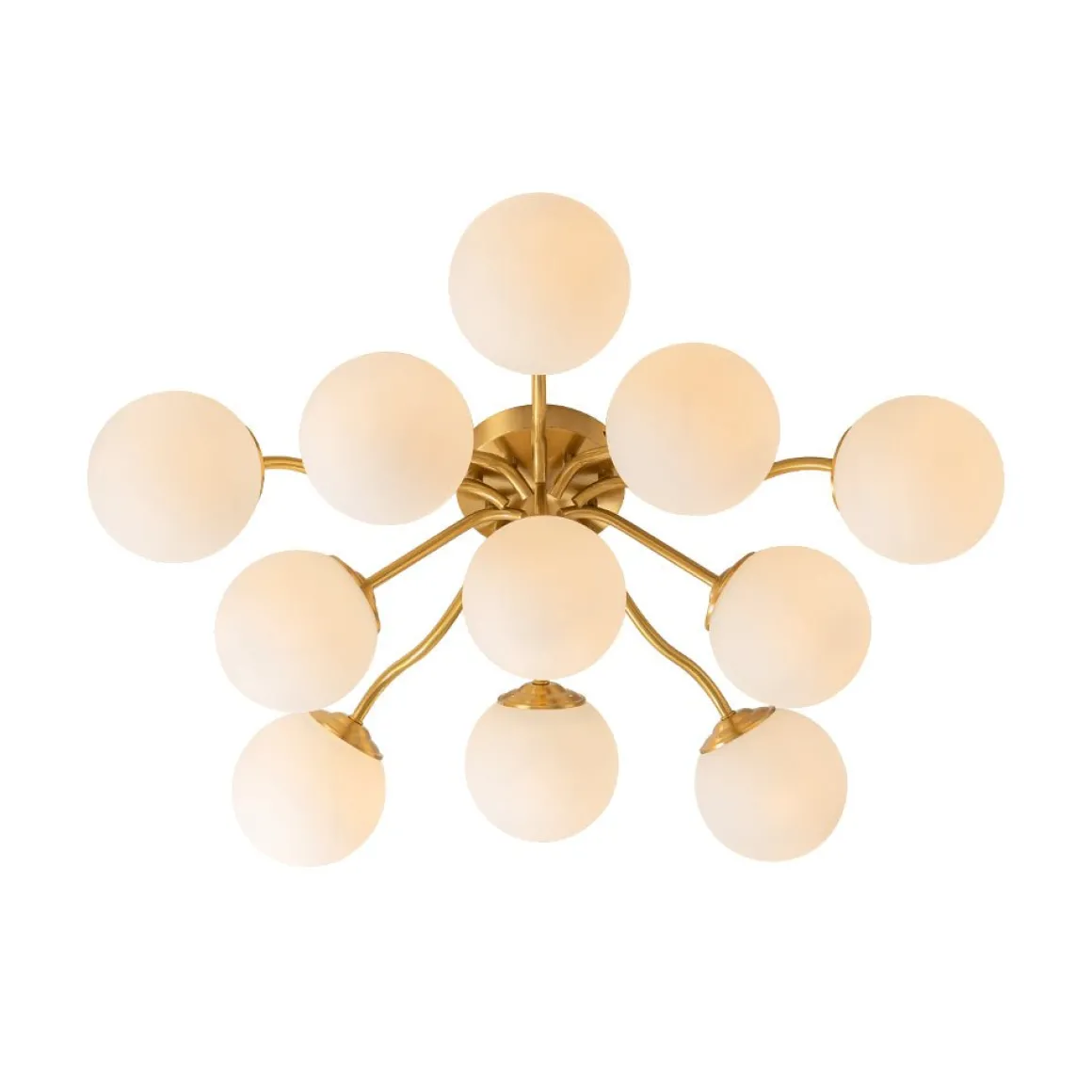 Bloom Brass Frosted Glass Bubble Semi Flush Chandelier