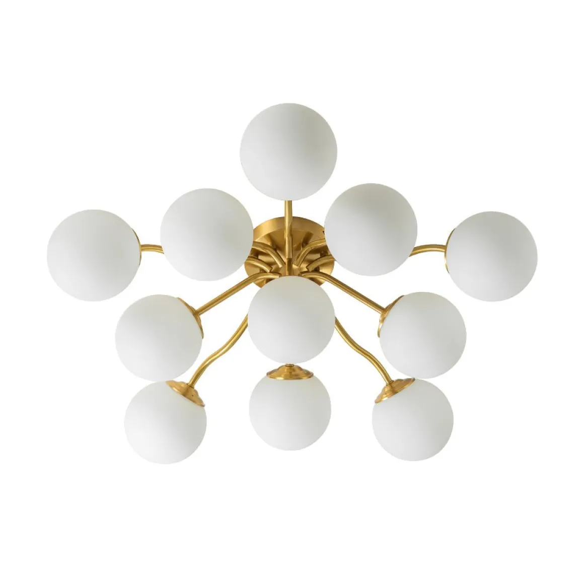 Bloom Brass Frosted Glass Bubble Semi Flush Chandelier