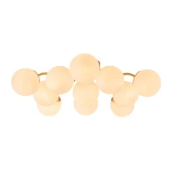 Bloom Brass Frosted Glass Bubble Semi Flush Chandelier