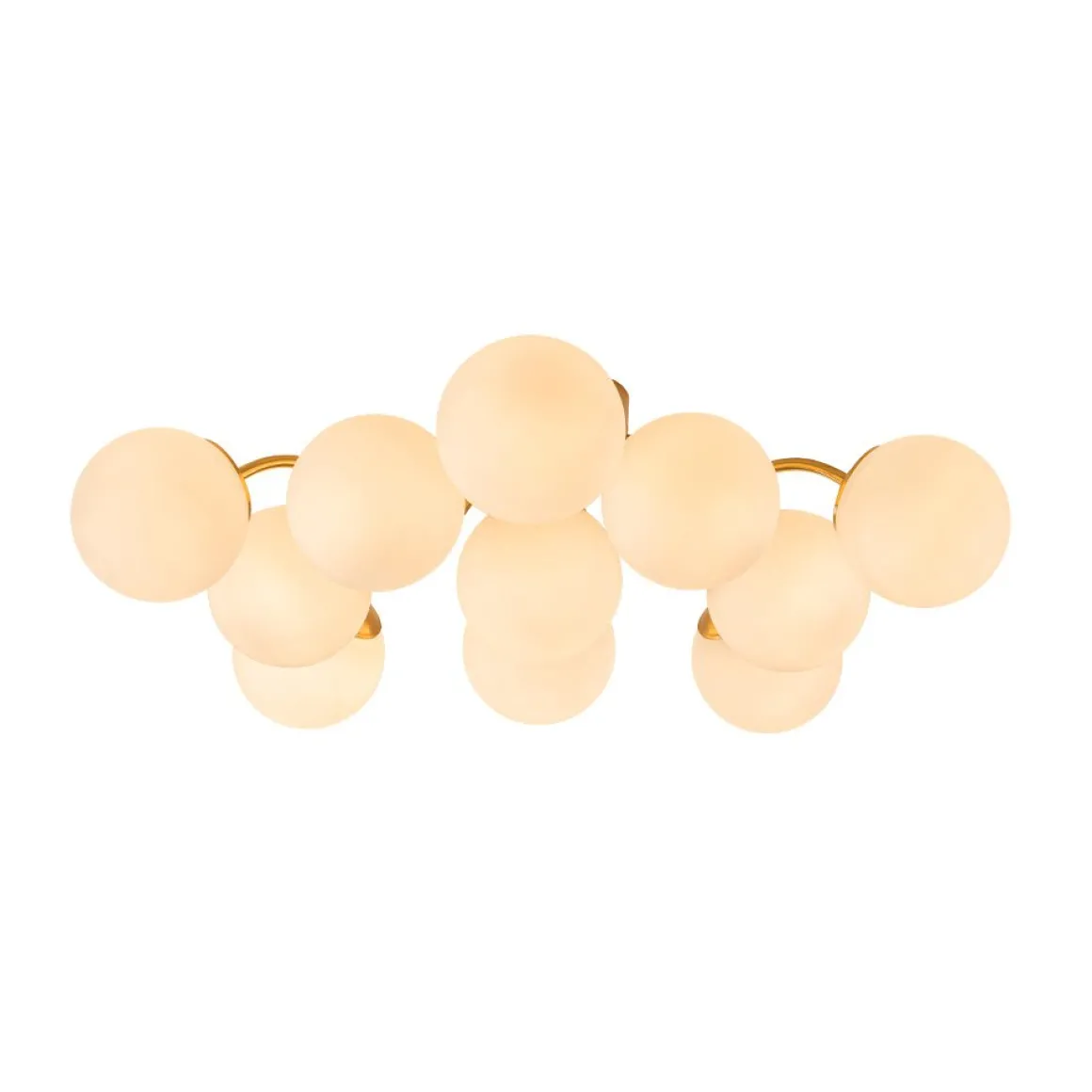 Bloom Brass Frosted Glass Bubble Semi Flush Chandelier