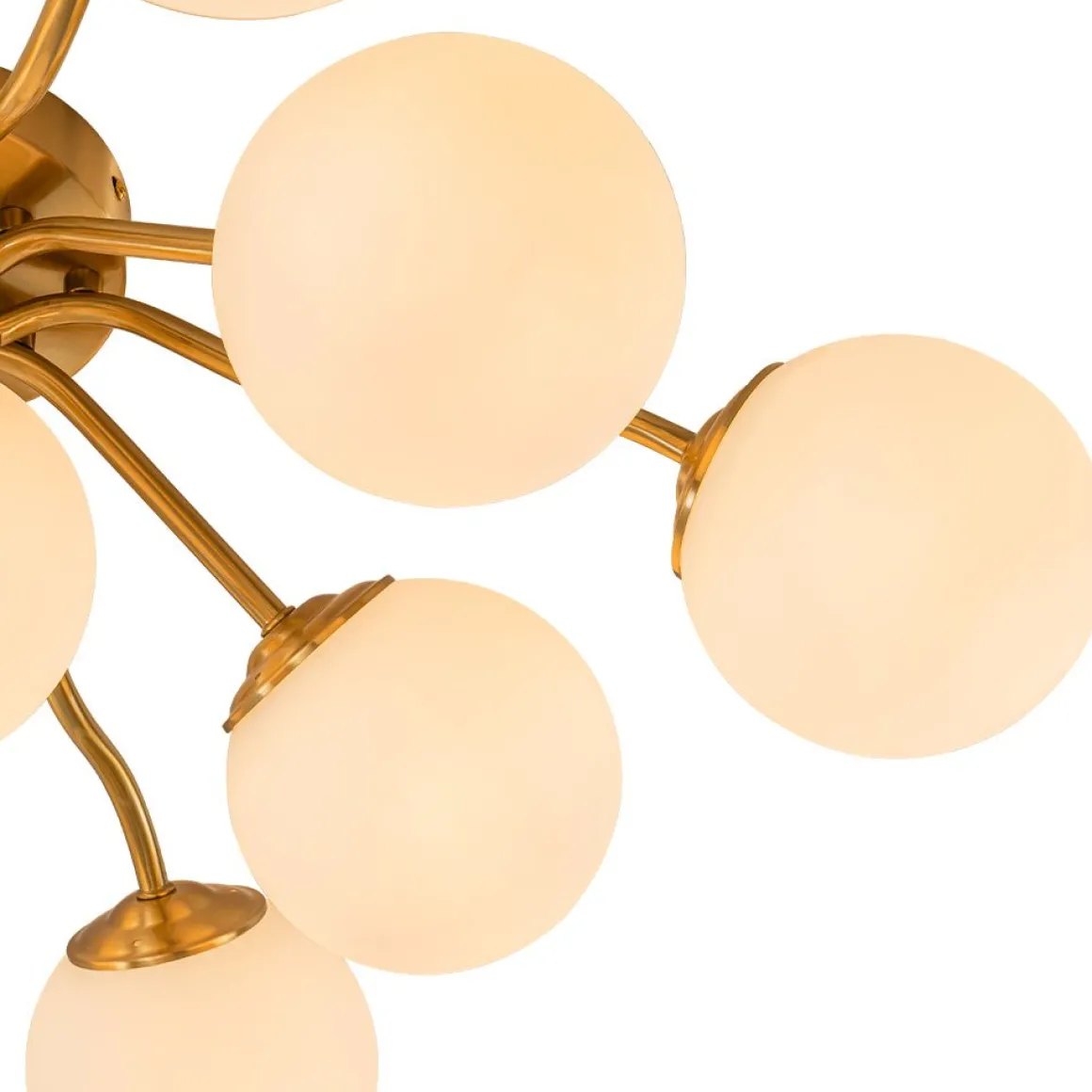 Bloom Brass Frosted Glass Bubble Semi Flush Chandelier