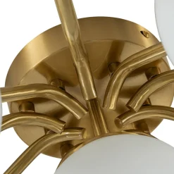 Bloom Brass Frosted Glass Bubble Semi Flush Chandelier