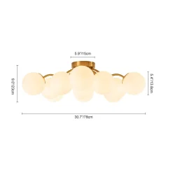 Bloom Brass Frosted Glass Bubble Semi Flush Chandelier