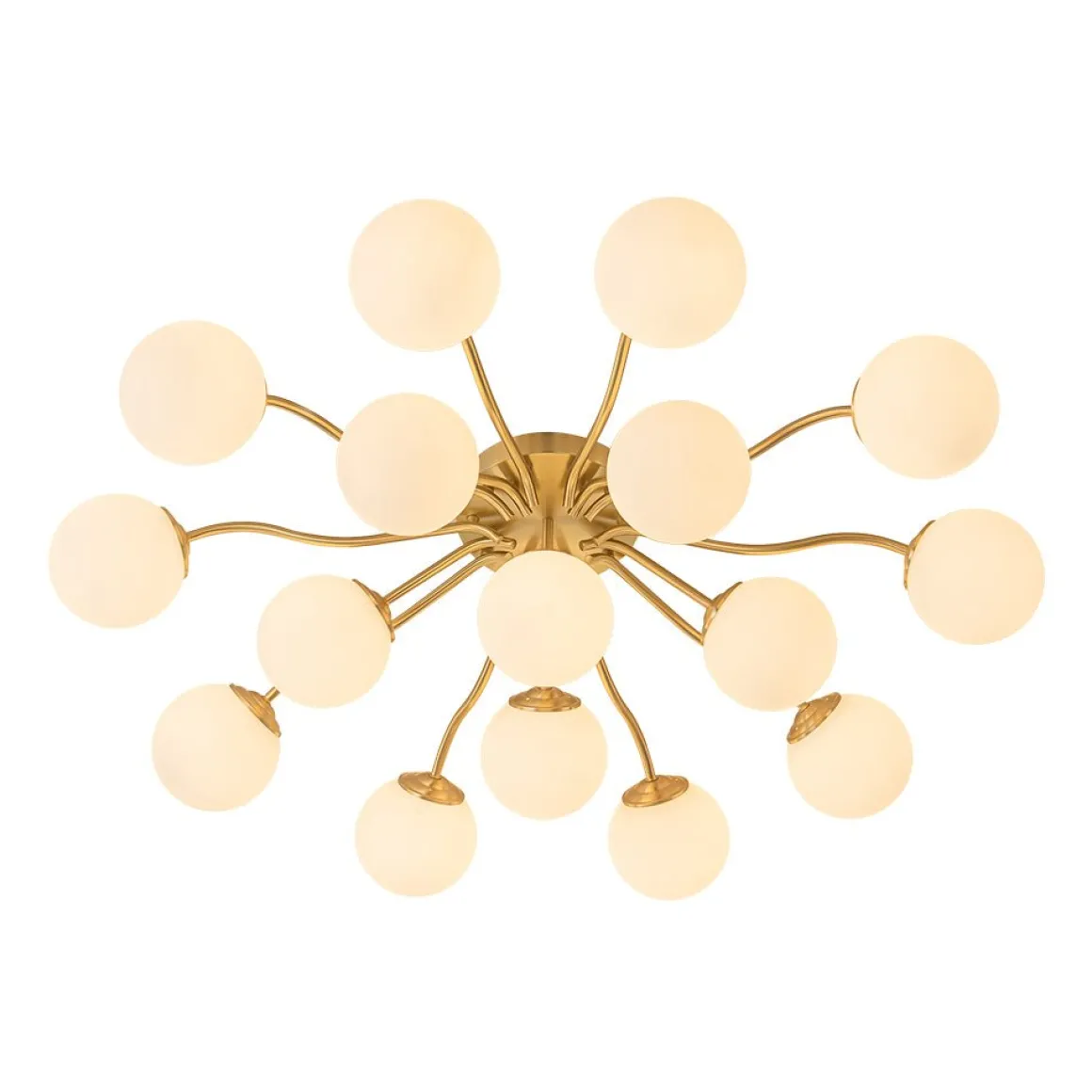 Bloom Brass Frosted Glass Bubble Semi Flush Chandelier
