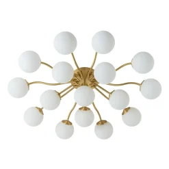 Bloom Brass Frosted Glass Bubble Semi Flush Chandelier