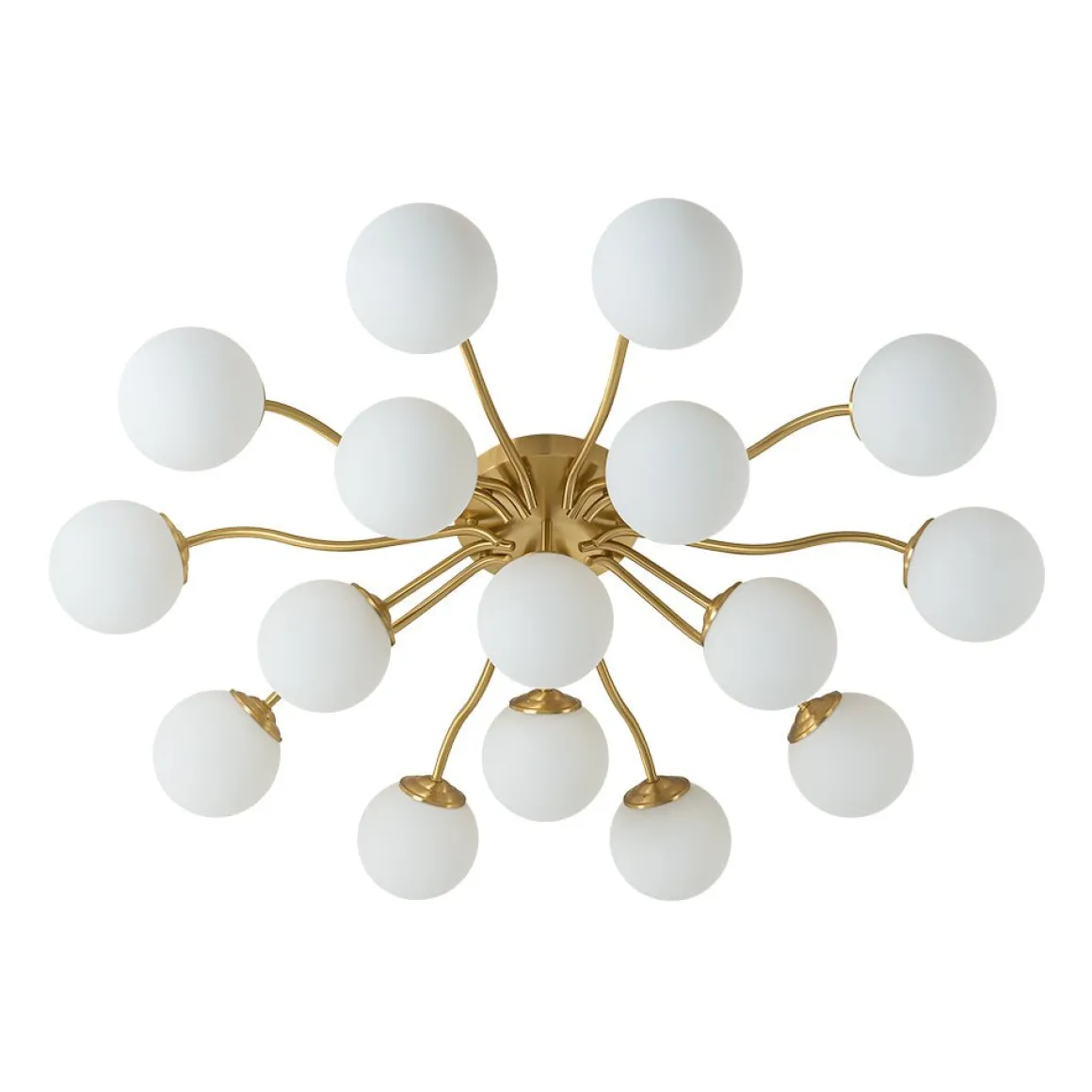 Bloom Brass Frosted Glass Bubble Semi Flush Chandelier