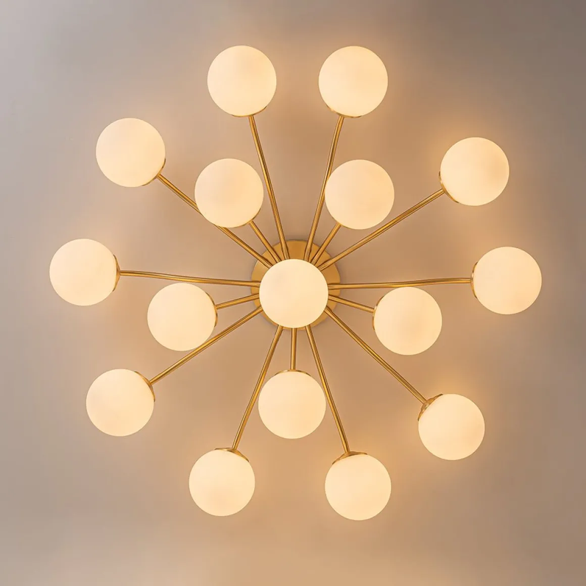 Bloom Brass Frosted Glass Bubble Semi Flush Chandelier