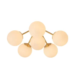 Bloom Brass Frosted Glass Bubble Semi Flush Chandelier