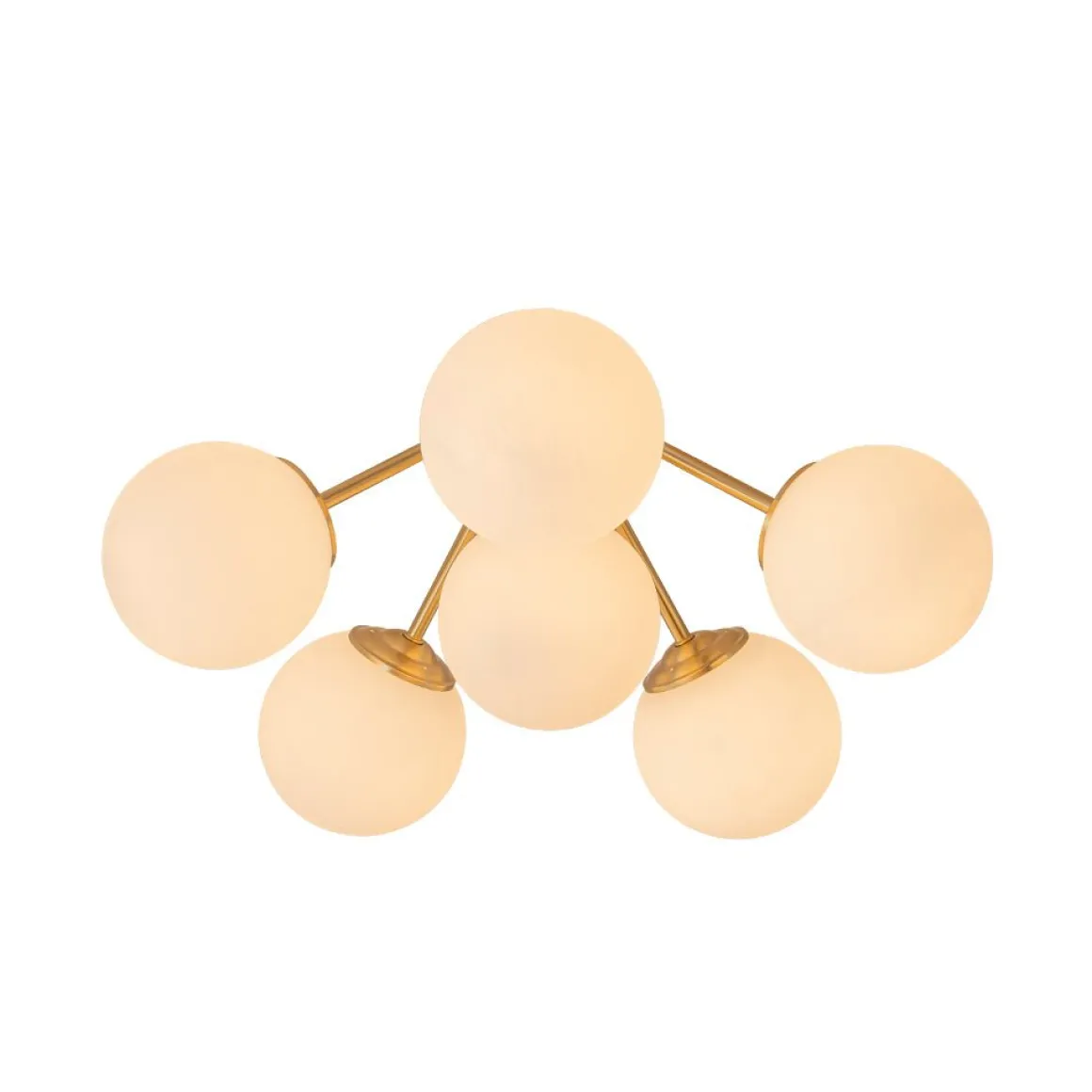Bloom Brass Frosted Glass Bubble Semi Flush Chandelier
