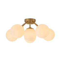 Bloom Brass Frosted Glass Bubble Semi Flush Chandelier