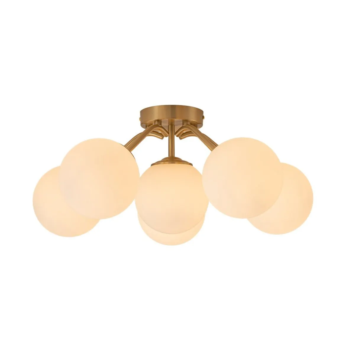 Bloom Brass Frosted Glass Bubble Semi Flush Chandelier