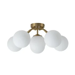Bloom Brass Frosted Glass Bubble Semi Flush Chandelier